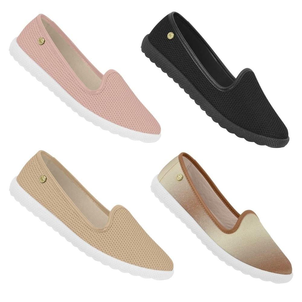 Sapatilhas em rosa, preto, bege e dourado